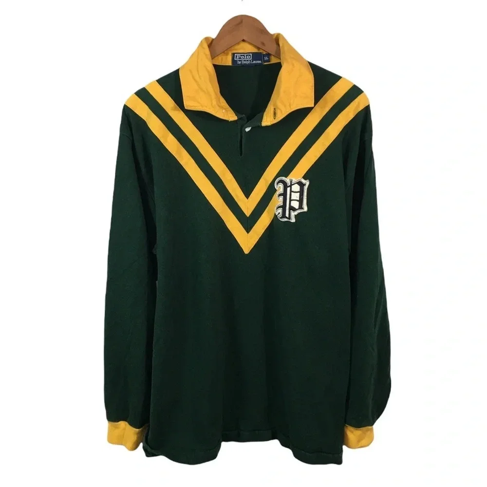 B7 Mens POLO RALPH LAUREN Designer RUGBY Style Long sleeve Shirt XL (SUPER RARE) - Picture 2 of 4